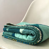 Teal-and-Mint Diamond Small Throw Quilt