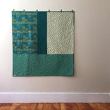 Teal-and-Mint Diamond Small Throw Quilt