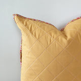 Pink-and-Mustard Quilted Throw Pillow