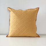 Pink-and-Mustard Quilted Throw Pillow