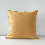 Mustard-and-Gold Quilted Throw Pillow