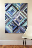 Blue Scrappy Diamond Throw Quilt