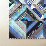 Blue Scrappy Diamond Throw Quilt