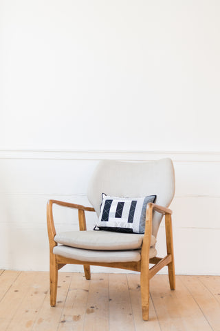 Neutral Improv Patchwork Lumbar Throw Pillow No. 1
