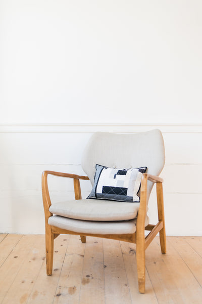 Neutral Improv Patchwork Lumbar Throw Pillow No. 2