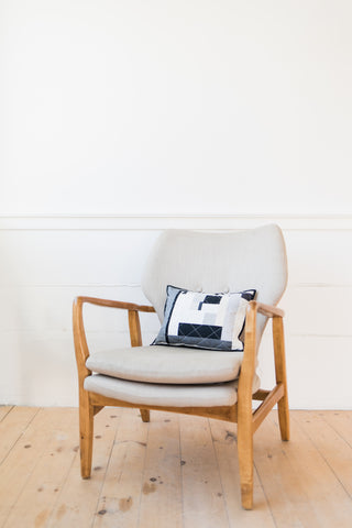 Neutral Improv Patchwork Lumbar Throw Pillow No. 2