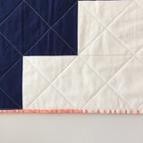 Navy-and-Coral Oversized Log Cabin Baby Quilt