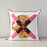 Modern Mustard-and-Pink Throw Pillow