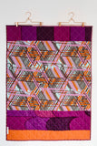 Red-and-Purple Log Cabin Throw Quilt