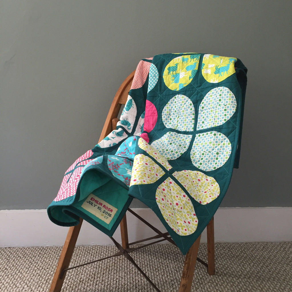 retro flowers baby quilt