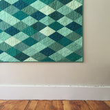 Teal-and-Mint Diamond Small Throw Quilt