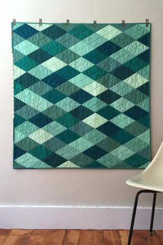 Teal-and-Mint Diamond Small Throw Quilt