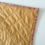 Pink-and-Mustard Quilted Throw Pillow