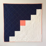 Navy-and-Coral Oversized Log Cabin Baby Quilt