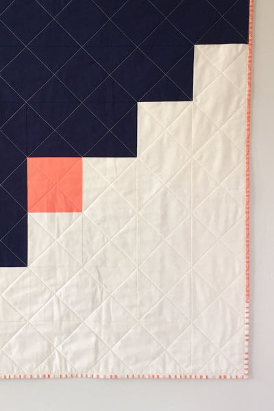 Navy-and-Coral Oversized Log Cabin Baby Quilt