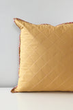 Pink-and-Mustard Quilted Throw Pillow