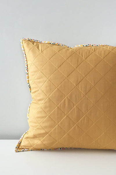 Mustard-and-Gold Quilted Throw Pillow