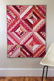 Red Scrappy Diamond Throw Quilt